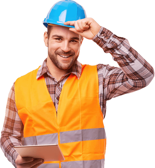 Worker with hard hat